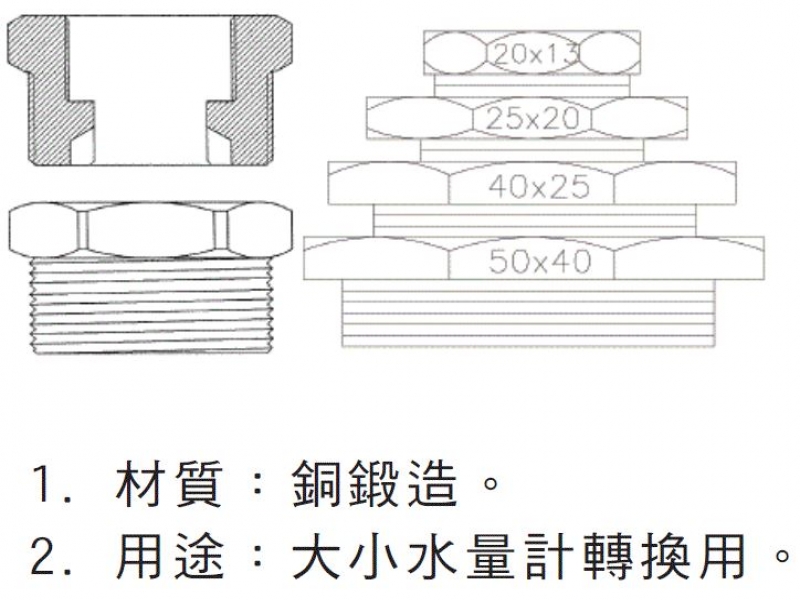 水量計(13m/m~50m/m異徑接頭)